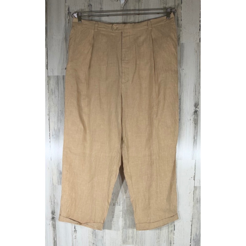 Inserch Linen Pleated Trousers (fits 42x28) Very High Rise Cuffed Very High Rise